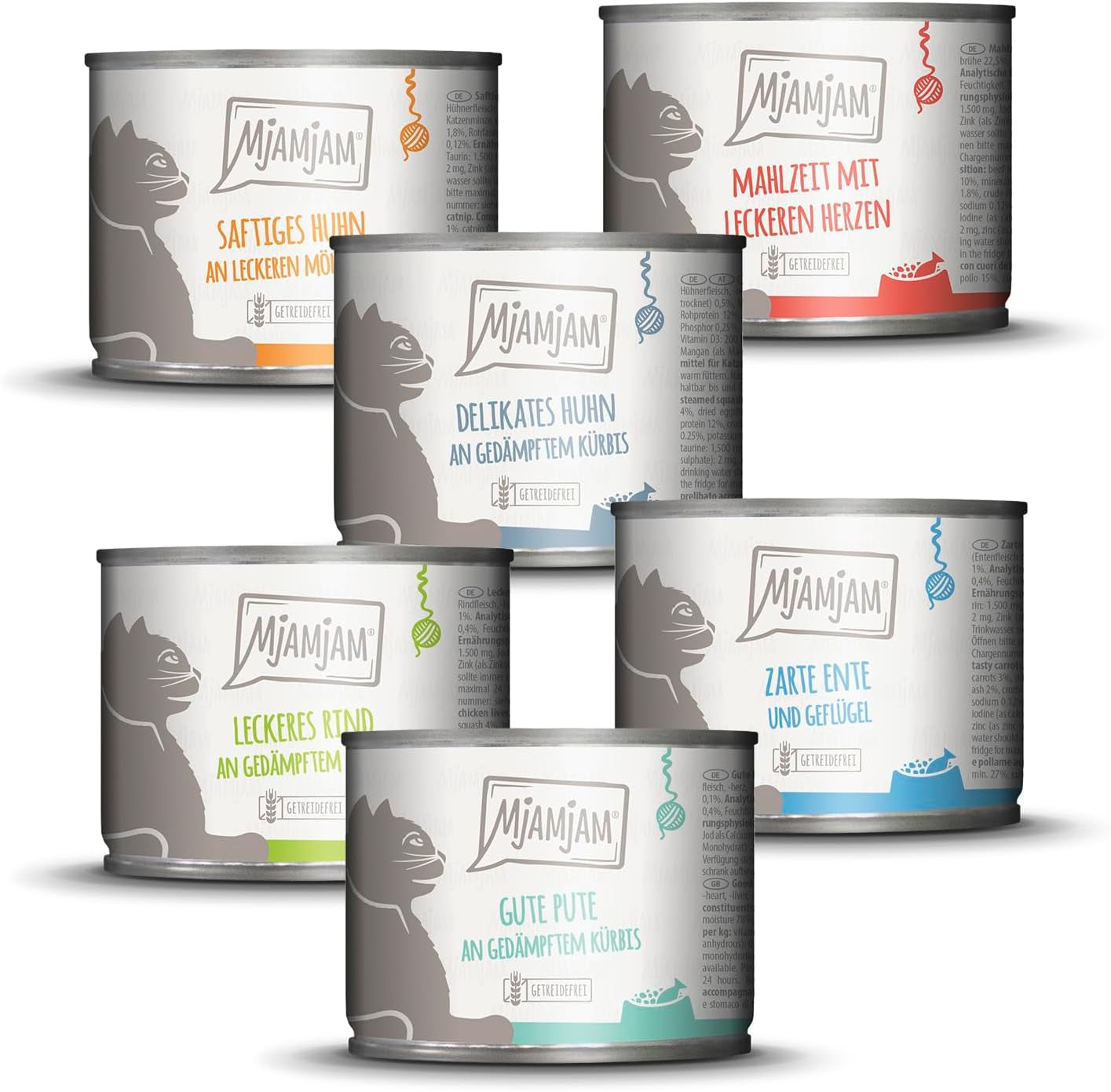 MjAMjAM – Premium-Nassfutter für Katzen – Leckeres Mix-Pack III Mahlzeiten für Ihre Katze, 6er-Pack (6 x 200 g), getreidefrei mit extra Fleisch
