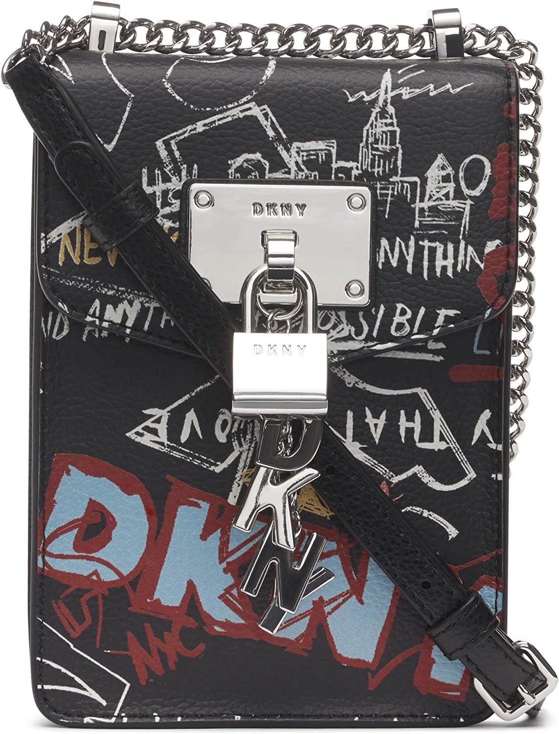 DKNY Elissa N/S Umhängetasche Taschen Damen Naty Shop Elissa Graffiti/Silber Elissa, Klein, Schwarz Einheitsgröße