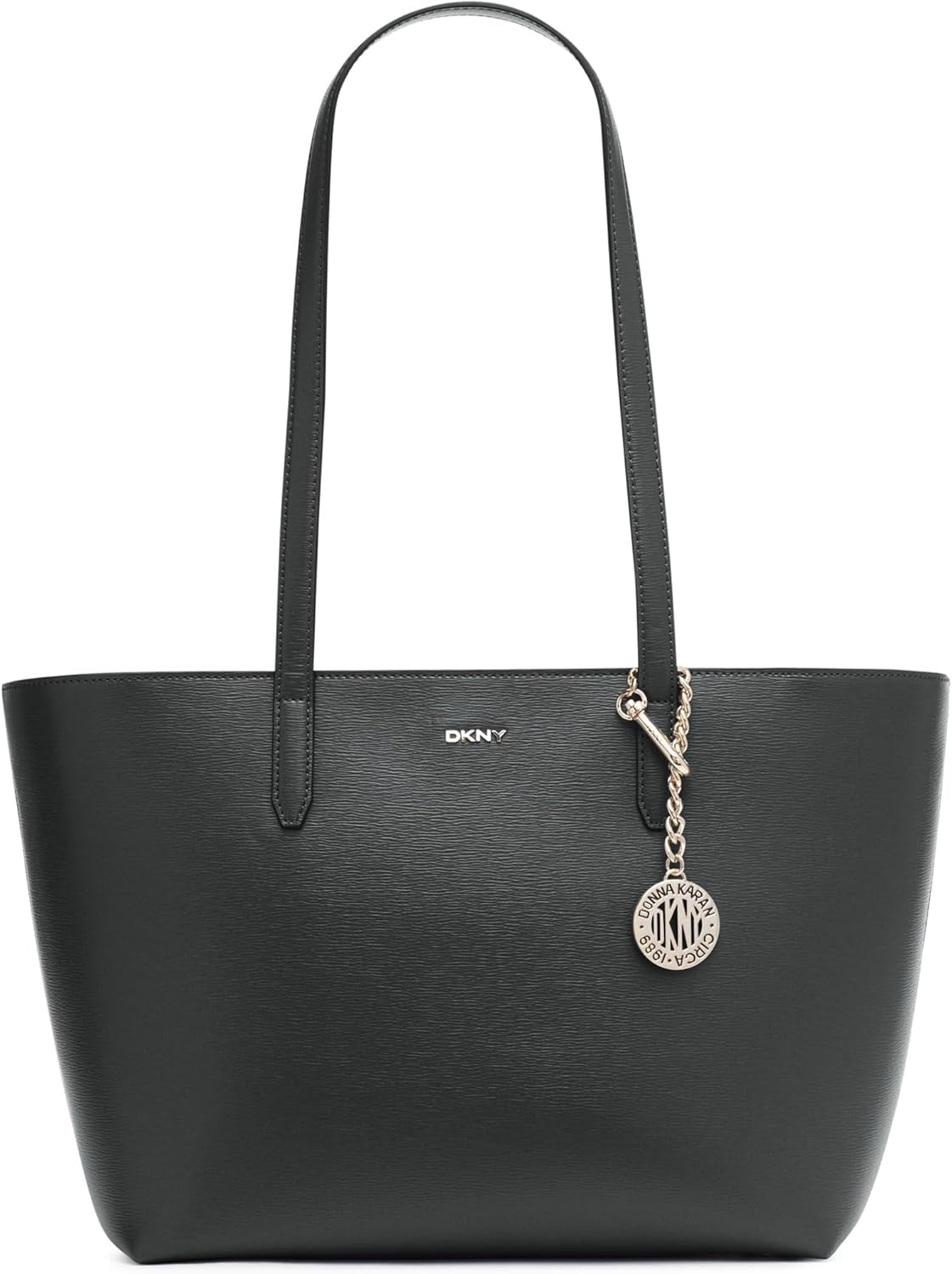 DKNY Bryant Medium Leather Tote Bag für Damen, Schwarz / Gold Damentaschen Naty Shop Standardtitel