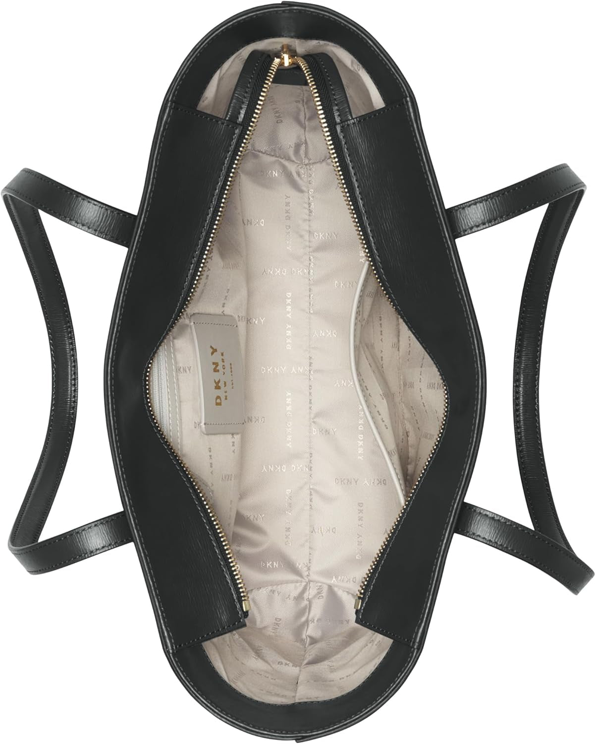 DKNY Damen Bryant Medium Leather Tote Bag Tragetasche, Schwarz / Gold Damentaschen Naty Shop