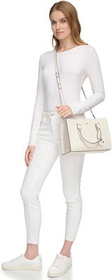 DKNY Damen Perri Satchel mit Logo-Anhänger, Einheitsgröße Damentaschen Naty Shop