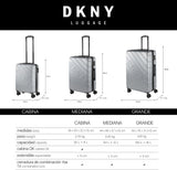 DKNY – Großer 4-Rad-Koffer Großer leichter Koffer – Großer Reisekoffer mit Rollen. Großer Flugzeug-Reisekoffer Hartschalenkoffer mit zertifiziertem Verschluss – Großer Trolley-Koffer Silber Gepäck und Reiseausrüstung Naty Shop