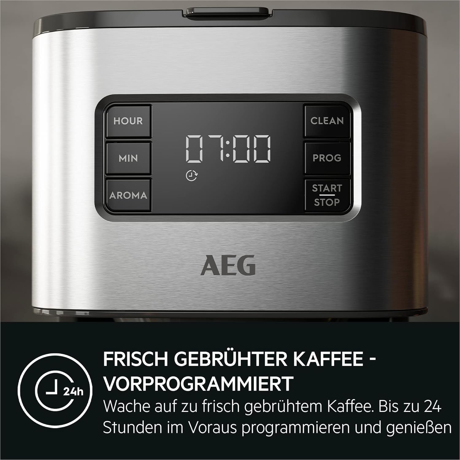 AEG Deli 5 Espressomaschine, 1,5 l, programmierbarer Timer, Warmhaltefunktion, Sicherheitsstopp, Wasserstandsanzeige, optimale Dosierung, Anti-Tropf-Funktion, Edelstahl, CM5-1-6ST