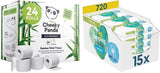 Shoppen Sie Bulk Cheeky Panda Toilettenpapierrollen aus Bambus und Pampers Harmony Aqua Baby-Feuchttücherbox, 720 Tücher (15 x 48), sanfter Hautschutz mit 99 % Wasser