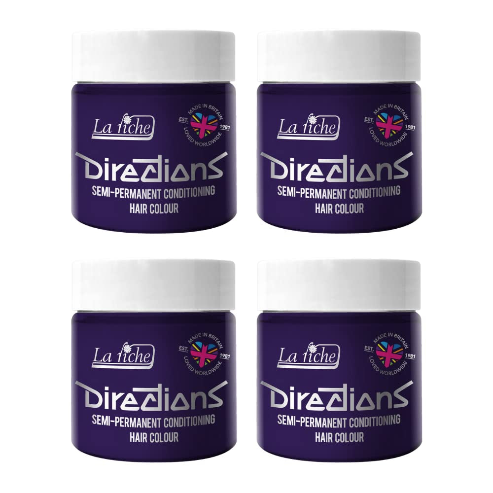 Directions semipermanente Haarfarbe 100 ml, Box 4er-Pack (Pillarbox Red) Naty Shop Deep Purple Haarfarbe 100 ml (4er-Pack)