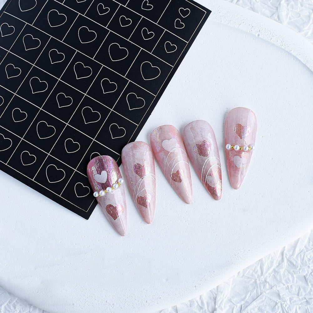 6 Blatt Airbrush-Schablone, Nagelaufkleber, Schmetterling, Flamme, Sterne, Herz, Sterne, Nagelaufkleber, Druckschablone, Werkzeug, Nagelkunst, selbstklebende Aufkleber für Frauen, Nagelkunst-Designaufkleber