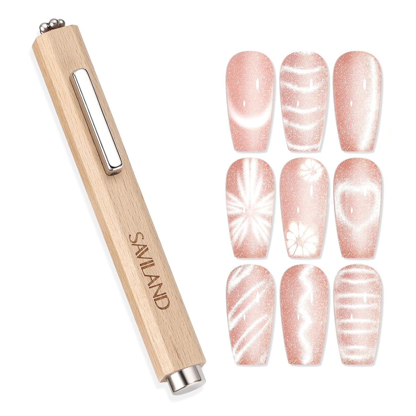 SAVILAND 4X Hochfester Cat Eye Magnet Für Nagel: 3-In-1 Nagel Magnet Rund Lange Streifenperle N35 Neodym Ultra Strong Magnet Für Nagellack Präzise 3S Formung Cat Eye Gel Nagellack Magnet Magnetstift