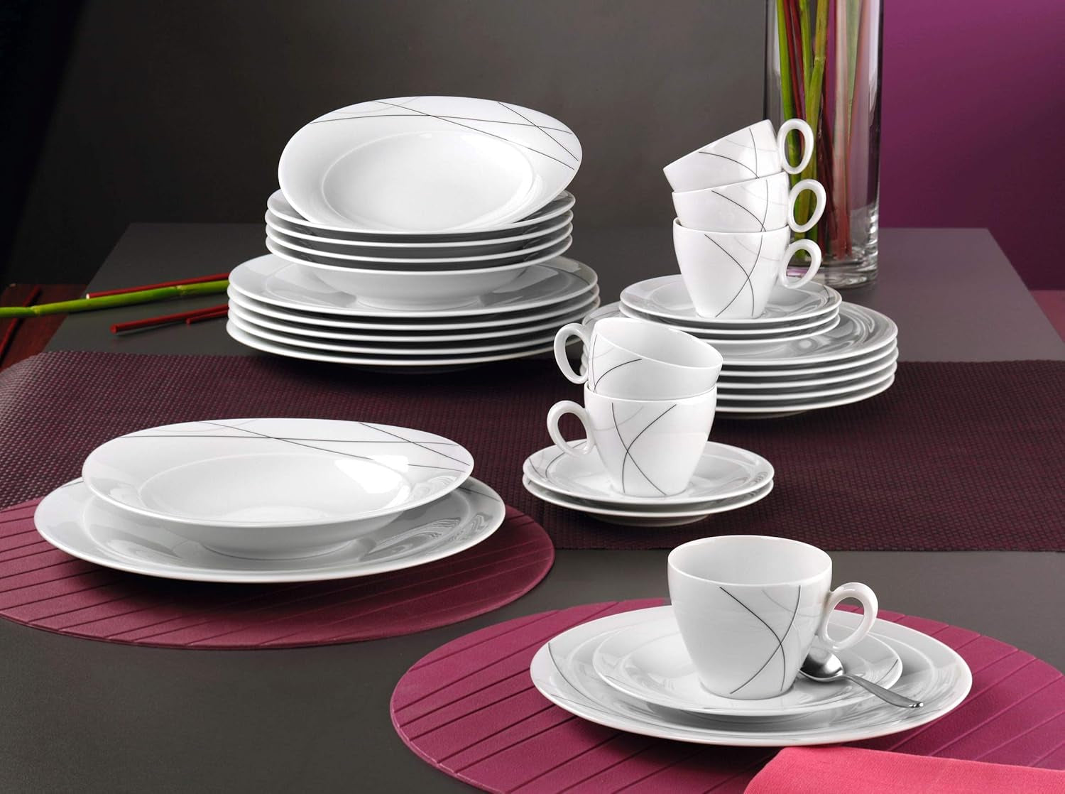 Seltmann Weiden 001.706904 Trio Highline Kombi-Geschirr-Set, 30-teilig, 36,5 x 31,2 x 36,9 cm, weiß