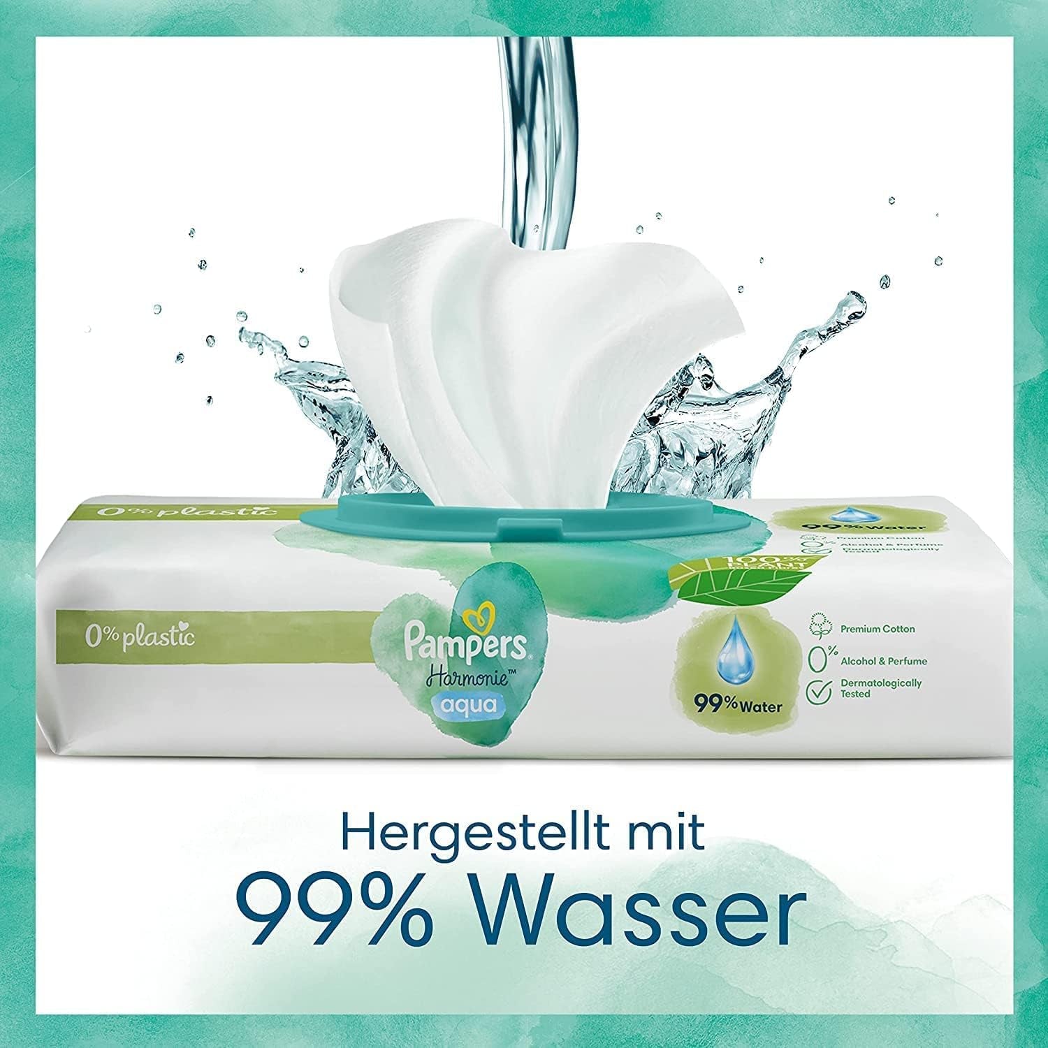 Harmonie Aqua Babywindelset Größe 1 (2–5 kg, 180 Stück), Größe 2 (4–8 kg, 240 Stück), Halbmondbox und Aqua Babytücher, 720 Tücher (15 x 48), Baby-Starterset