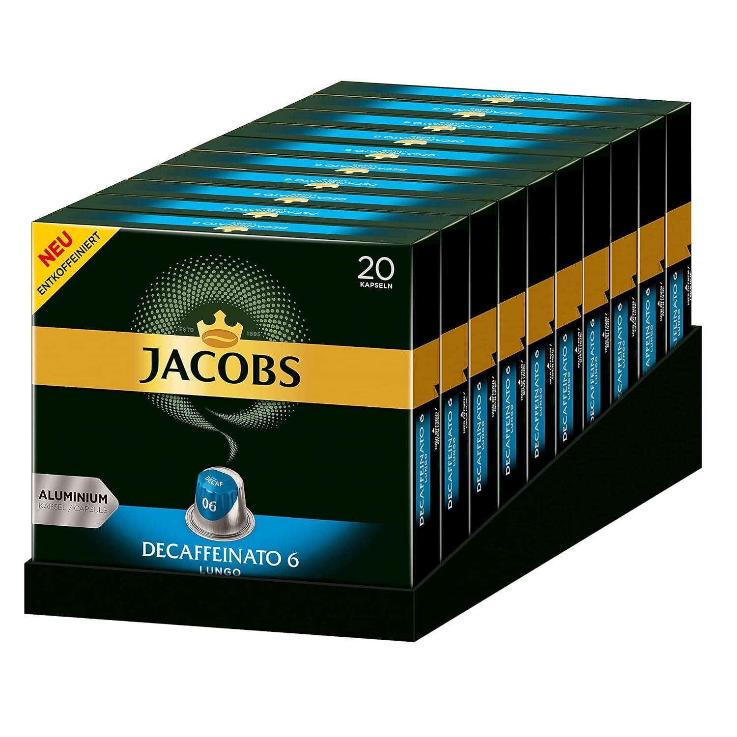 Kaffeekapseln Lungo Classico, Intensität 6 von 12, 10 x 20 Getränke & Kaffeekapseln Lungo Decaffeinato- Intensität 6- 200 Nespresso-kompatible Kapseln, 10er Pack, 10 x 20 Getränke