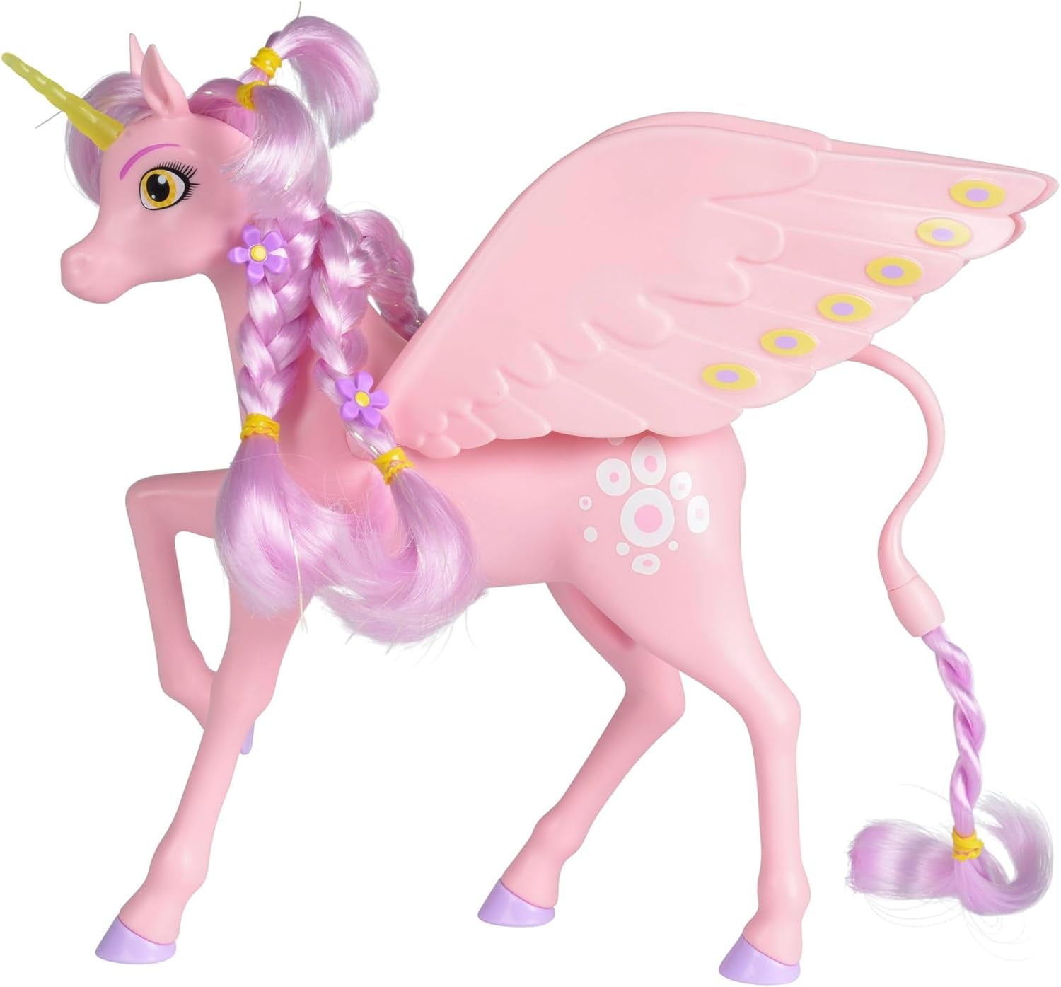 Simba 109480092 - Mia and Me Einhorn Kyara, mit beweglichen Flügeln, Haarspangen und Stylingbürste, 20 cm, ab 3 Jahren, rosa