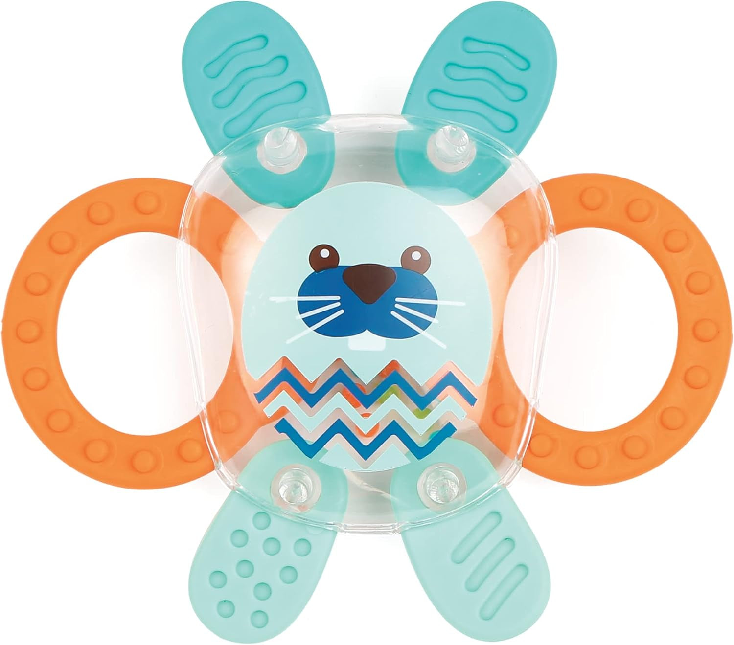 LUDI – Planet Bell – Spielzeug für Kinder – ab 3 Monaten – lebendige Farben, verschiedene Texturen und originelle Form – fördert Feinmotorik und Geschicklichkeit. Babyspielzeug Naty Shop Kaninchen