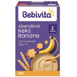 Abendbrei mit Keksen und Bananen (4x500g), Milchbrei ab 5 Monaten, ohne Zuckerzusatz, mit wertvollen Mineralien und Vitaminen, sehr sättigend