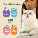 MERA Cats Nature Adult Tasty Mix Premium Nassfutter für Katzen 12x85g | Zuckerfrei und getreidefrei | Nassfutter für ausgewachsene Katzen mit hohem Fleischanteil | Economy-Paket