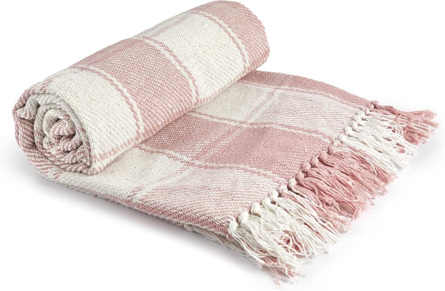 Frisco-Überwurf, recycelte Baumwolle, traditionell, kariert, für Stuhl, Sofa, Sofa, Überwurf, Decke, Anthrazit, 127 x 152 cm, Emma Barclay Betten und Bettdecken, Blush Pink, 90 x 100 Zoll (228 x 254 cm)