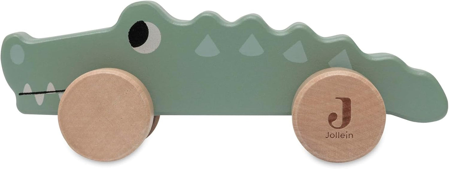 Jollein 112-001-67090 Holzspielzeug auf Rädern, grün Babyspielzeug Naty Shop Croco