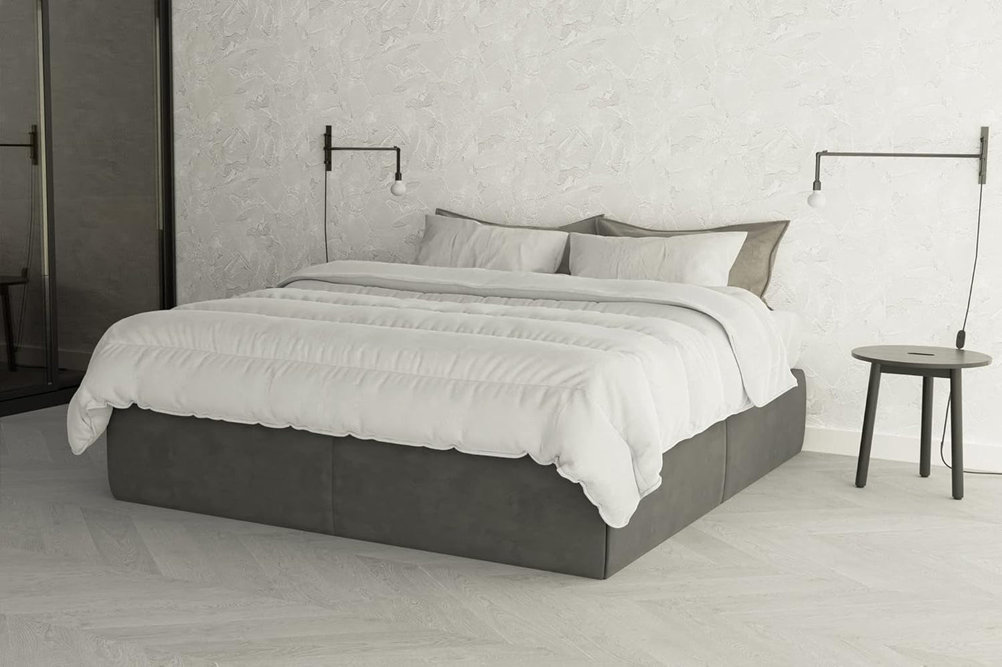 Italienische Bettwäsche Prestige White Winter Quilt, 100 % Mikrofaser, Doppelbett, 250 x 200 cm. Steppdecken und Steppdecken Naty Shop