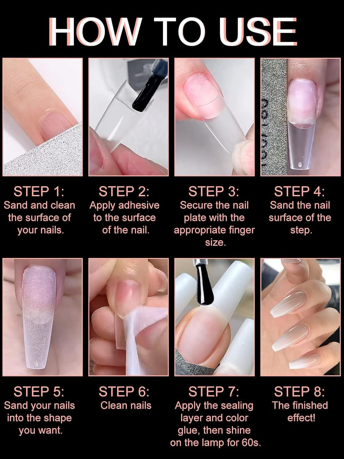 EBANKU 500 Stück künstliche gefälschte Nagelspitzen, matt, weiches Gel, klare Spitzen, künstliche Nagelspitzen für Nagelverlängerungen, falsches Nagelset, 12 Größen, A