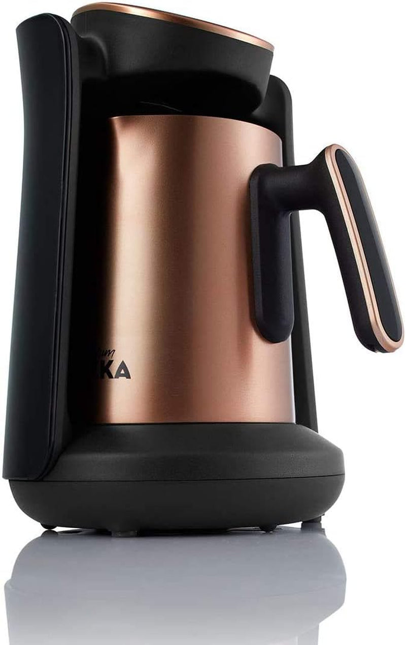 Arzum Okka Minio Türkische Kaffeemaschine, Moka, 1–4 Tassen, 300-ml-Edelstahltopf, Auslaufschutz, intelligentes Brühsystem, waschbarer Topf, 480 W, Kupfer