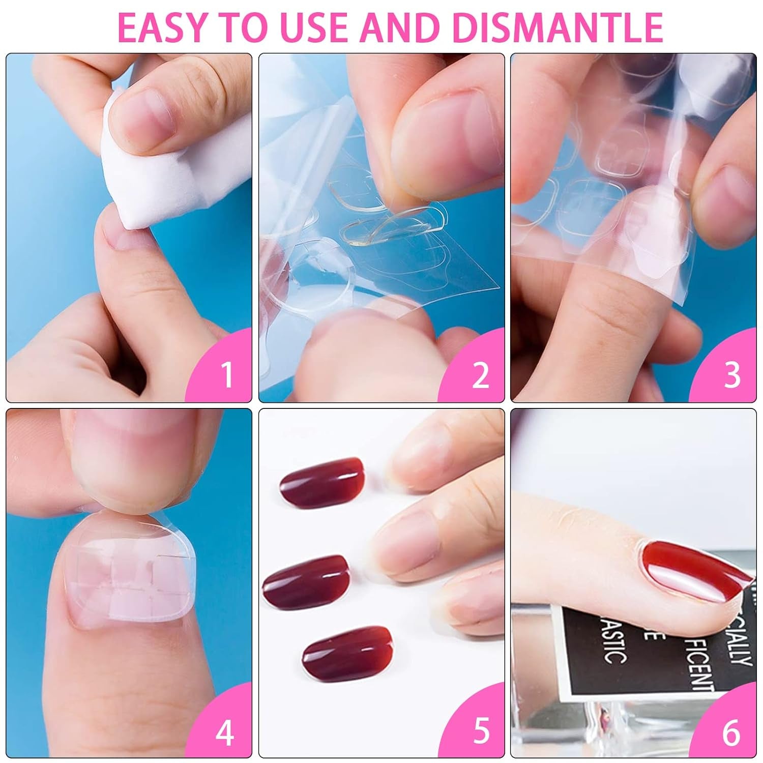 ® 100 Nagelschablonen und 1 Blatt mit 24 transparenten Klebescheiben für Nägel, Nagelverlängerungsschablonen, selbstklebende Gel-Nagelverlängerungsschablonen, Zubehör für künstliche Nägel