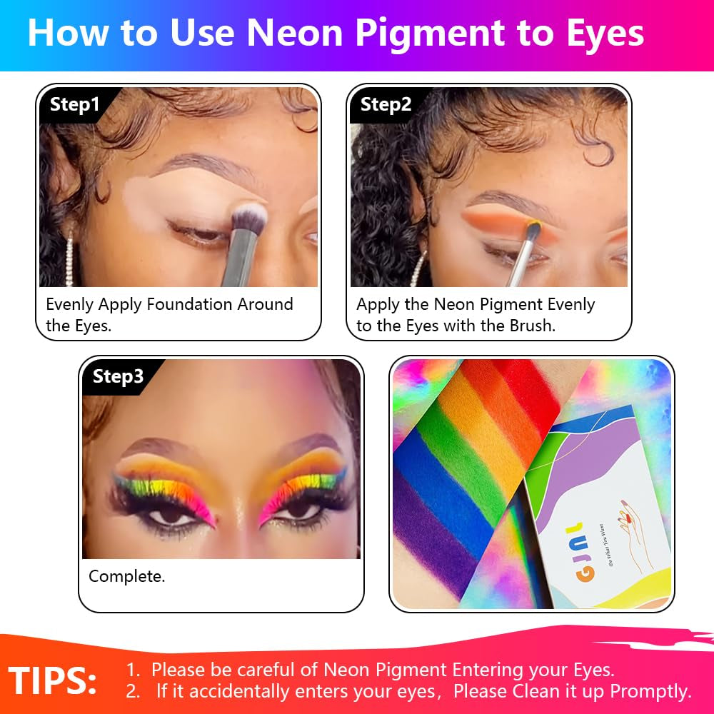 Neon Phosphor Pigment Pulver Für Nägel Lidschatten - 12 Farben Neon Nagel Glitzer Augenpulver Maniküre Halloween Neon Make-Up Dekoration Nail Art Staub Pigment