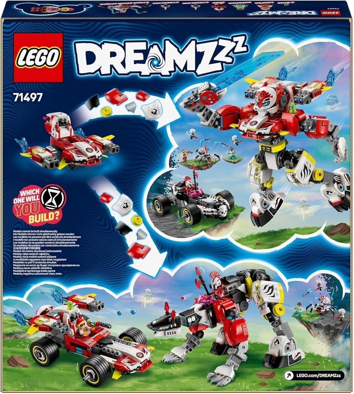 LEGO Dreamzzz Coopers Tiger-Mech und Zeros Hot Rod-Auto, Spielzeugauto für Kinder, Geschenk für 9-jährige Jungen und Mädchen, 2-in-1-Spielset mit Mech und Minifiguren 71497 Bausets Besuchen Sie den LEGO-Store