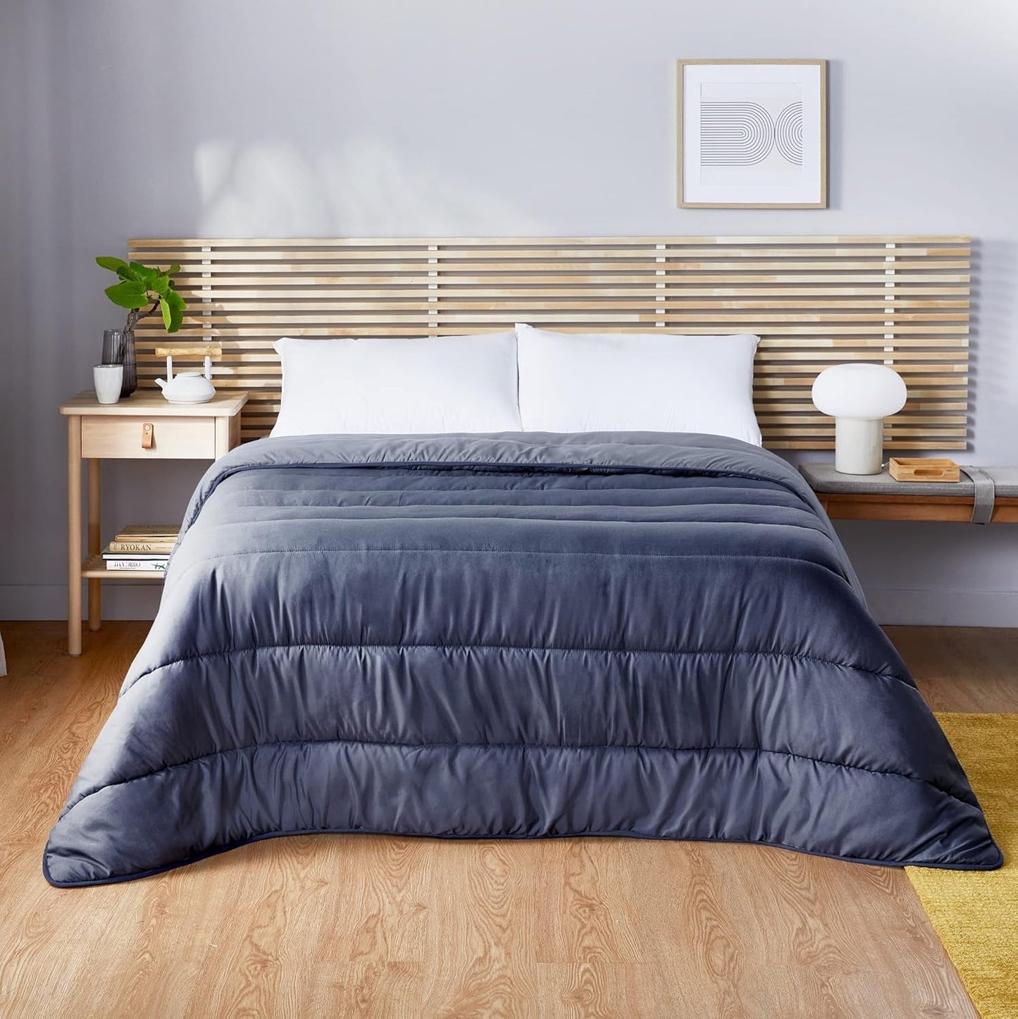 Pikolin Home – Wendedecke 300 G – nordische zweifarbige Füllung – für Bett 90 – bequem, warm, atmungsaktiv, Marineblau, 140 x 200 cm Bettdecken und Steppdecken Naty Shop