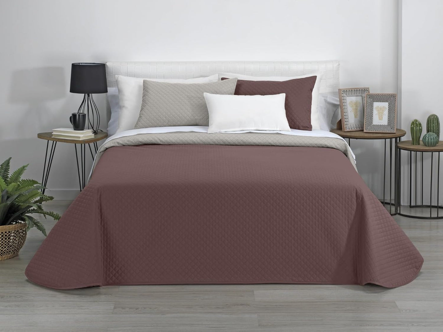 Estoralis | AVA | Wende-Boutique-Steppdecke | Für alle Jahreszeiten | Farbe - Beige/Braun | Für 120/135 cm breite Betten. Bett. (230 x 270 cm. Ancho X Alto) | Steppdecke Quilts und Quilts Naty Shop Standardtitel