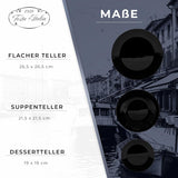 Geschirrset für 6 – 18 Teile – Geschirrset aus Opalglas – Geschirrset in Schwarz – Schüssel- und Tellerset – Modernes Geschirr – Teller – Tischservice – Geschirrset für 6