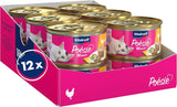 Vitakraft Poésie Mousse, Nassfutter für Katzen, luftiger Schaum, mit Huhn, ohne Zucker- oder Getreidezusatz (12 x 85g)