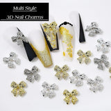 30 Stück Metall-Nagelschleifen, gold-silbergraue Schleifen, Nagelzubehör, Nageldekorationen für Frauen und Mädchen, Nagelkunst-Design