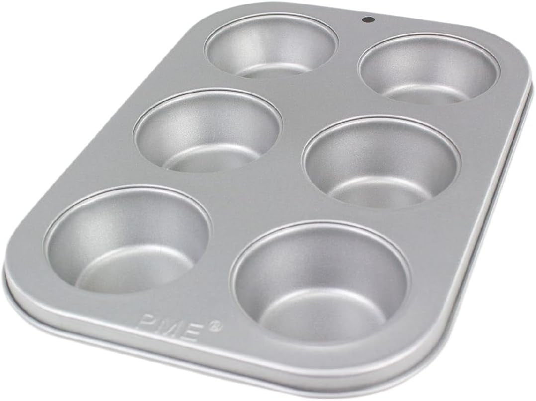 CSB108 6-Loch-Muffinform aus antihaftbeschichtetem Kohlenstoffstahl, Edelstahl, Silber, 28,9 x 17,7 x 3,1 cm. Backformen und -bleche Naty Shop