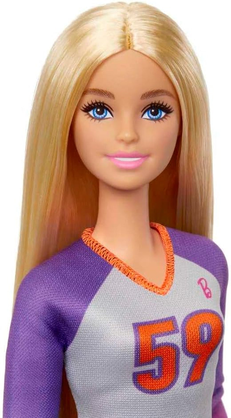 Barbie Made to Move – Volleyball-Spielerpuppe mit T-Shirt und Ball – 22 Gelenke für realistisches Spielen, inklusive Volleyball- und Sportausrüstung, HKT72