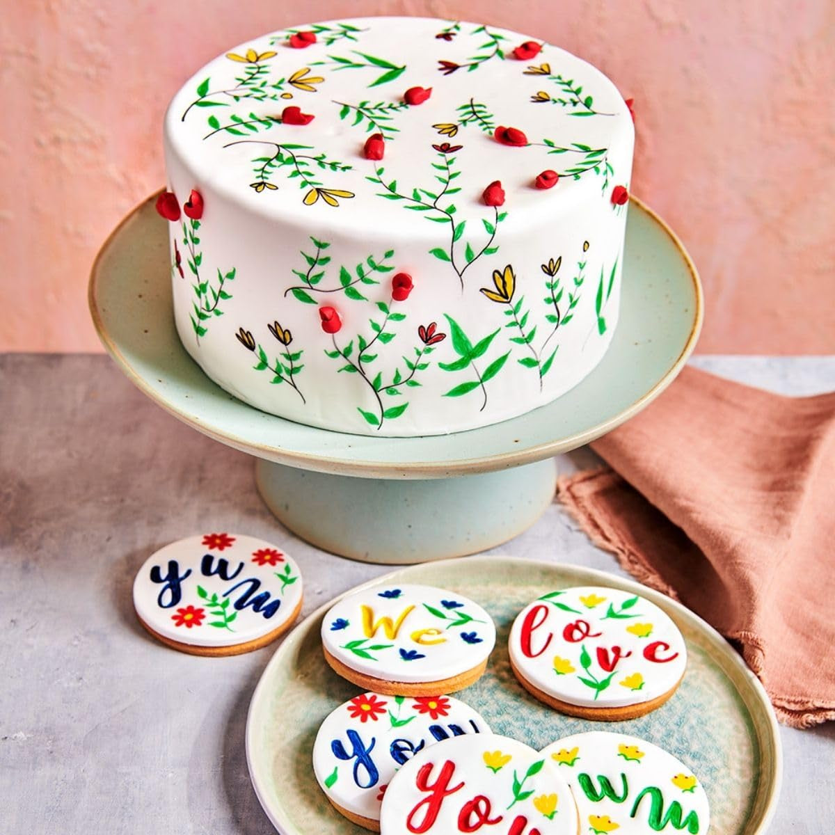 Rote Lebensmittelfarbstifte von Funcakes: Essbare Stifte für Kekse, Kuchen, Fondant und mehr, ideal zur Personalisierung, Halal-zertifiziert