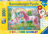 Ravensburger Puzzle für Kinder – 13698 Magische Einhörner – Einhorn-Puzzle für Kinder ab 6 Jahren, mit 100 Teilen im XXL-Format, inklusive Malheft. Puzzle Naty Shop Single