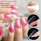 120 Doppel-Nagelformen-Set, Nagelverlängerungsschablonen mit rosa Doppelpinsel, Nagelspitzen-Clip, Schwamm-Zehentrenner und Nagelfeile für Polygel-Nägel
