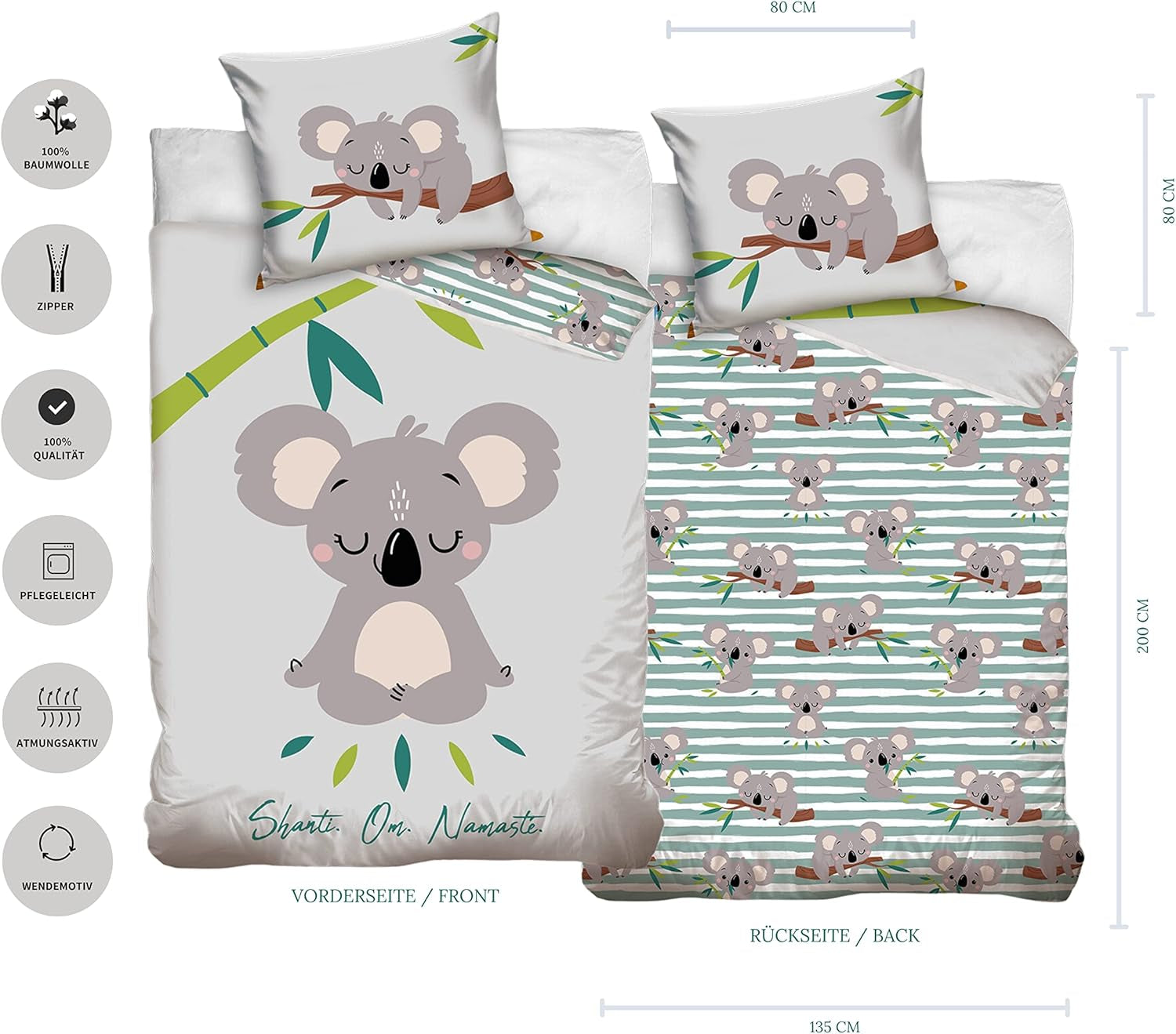Bettwäsche für Kinder und Jugendliche, Unisex, Ursulet Koala, Baumwolle Bettwäsche - Kinder Naty Shop