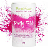 Pretty Pink Natürliche Lebensmittelfarbe Pulver Rosa (Roh Vegan) Pastel Rose Bis Intensiv Rosa-Rot - Essbare Farbe Für Lebensmittel Aus Früchte Und Gemüse - Natürliche Lebensmittelfarbe | Pureraw 5G Naty Shop 50 G (1Er Pack) Pink