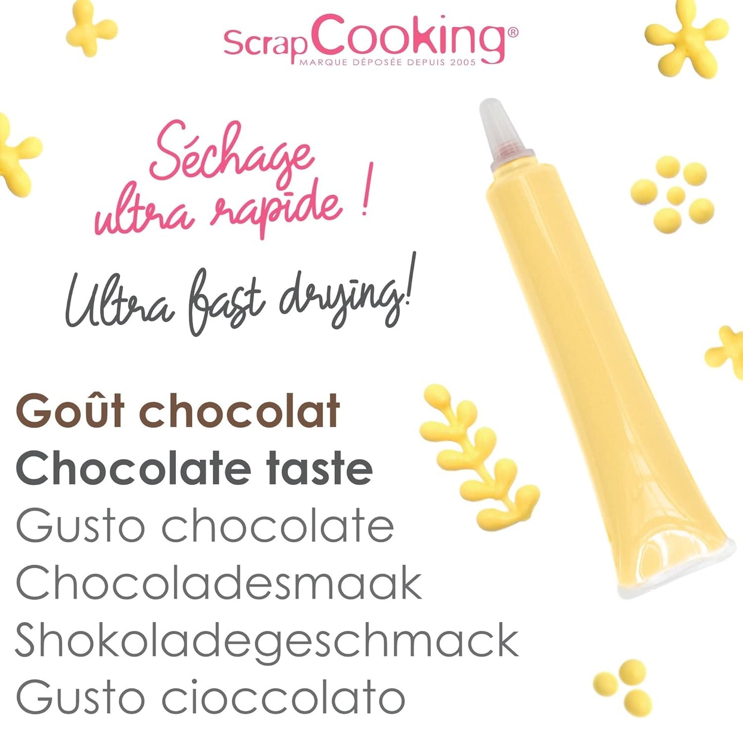 Scrapcooking – Pastellgelber Zuckerstift – gelber Schreibzucker 25 g – dekorativer essbarer Zuckerstift – Schreiben und Zeichnen – Beschriften von Fondant, Zuckerguss, Kuchen – 6804