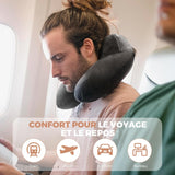 Aufblasbares Reisekissen, Reisekissen mit Schlafmaske + Ohrstöpsel + Tragetasche, superleicht und tragbar, ideal für Flugzeug, Auto, Zuhause, Büro, Schwarz Naty Shop Reisekissen