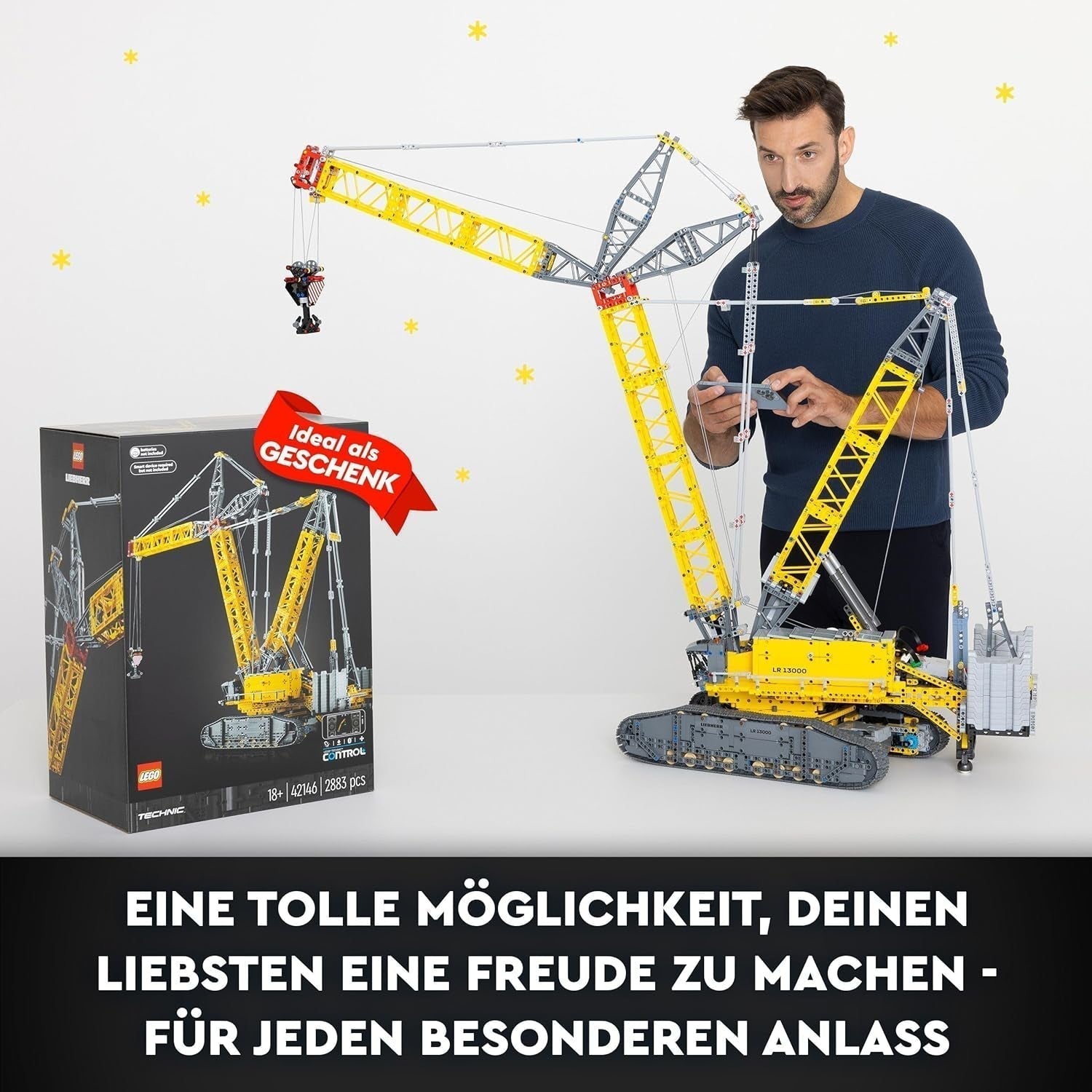 LEGO Technic Liebherr LR 13000 Raupenkran-Set, Bauen Sie das beste ferngesteuerte Baufahrzeugmodell mit Control+ App, Kran mit Windensystem und Hubarm, großer Modellbausatz für Erwachsene 42146 Besuchen Sie den LEGO-Store Bausets