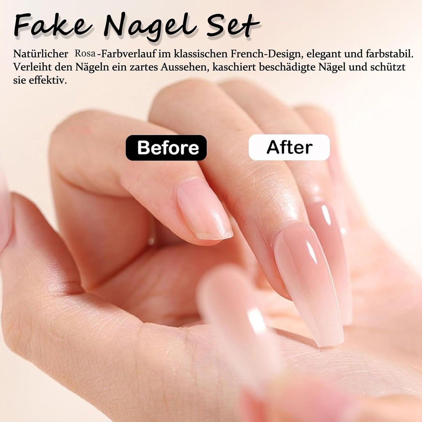 Ballerina-Kunstnägel-Set – 240-teiliges zartes Flieder-Rosa-Kunstnägel-Set, vollflächiger Kleber auf Kunstnägeln, Set mit künstlichen Nagelspitzen für Maniküre und Nagelkunst für Frauen und Mädchen (Lavendelrosa)