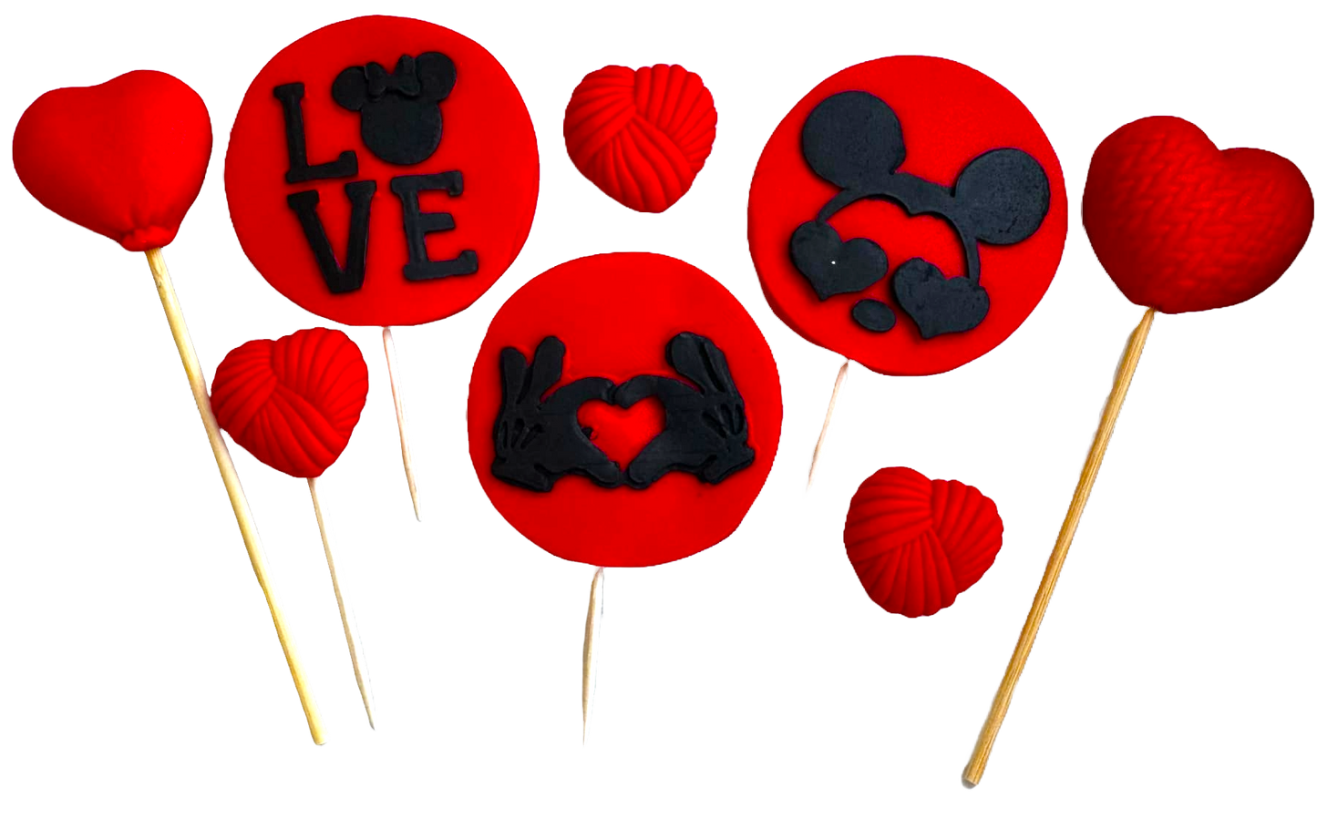 Set mit 8 essbaren Zuckerpastendekorationen, LOVE Zuckerpastendekorationen Naty Shop
