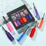 Sofortige Haarfarbe, 6 Farben, temporäre Haar-Mascara für Mädchen und Frauen, waschbare Haarkreide, Regenbogen-Haar-Mascara, Haarfarbe für Karneval, Halloween, Cosplay, Party, Geburtstag (A), Naty Shop Haarfarbe