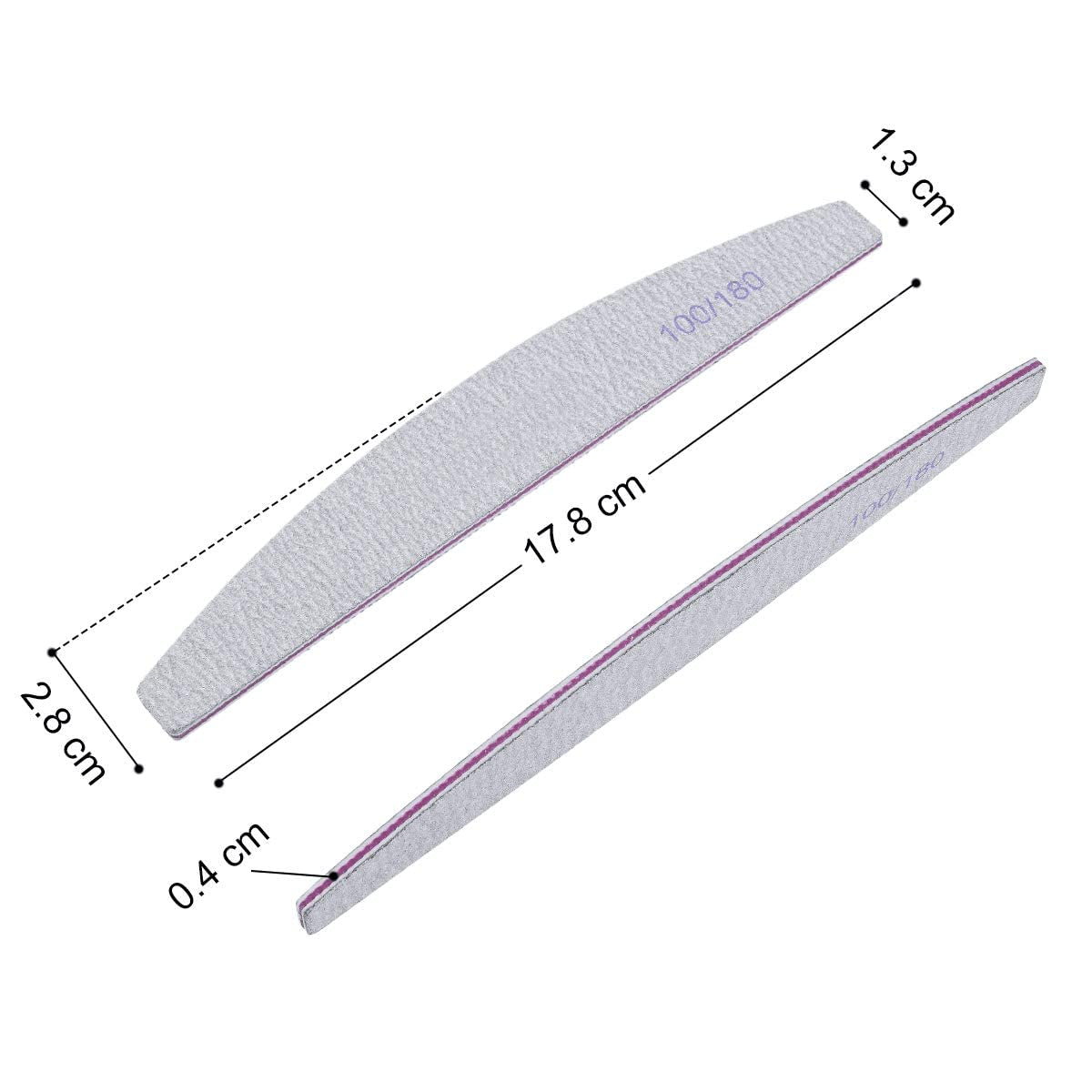 URAQT Professionelle Nagelfeile, 16 Stück, Feile 100/180, Waschbar, Für Nägel, Doppelseitig – Friseursalon, Haustiere (White)