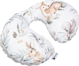 Medi Partners Baby-Nackenkissen Nackenstütze 100 % Baumwolle / Minky Baby-Nackenkissen für Auto, Kinderwagen, Reisen, Reisen, Schlafen, Nackenkissen, Schlummerrolle (REH mit grauem Minky) Zervikale orthopädische Kissen Naty Shop Hirsch in Blättern mit grauem Minky