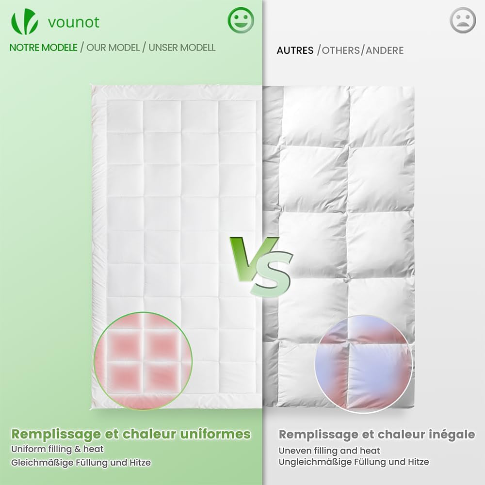 VOUNOT Bettdecke 155 x 200 cm, 4-Jahreszeiten-Winterbettdecke, 2er-Set, 500 g/m², bestehend aus 2 zusammengeknüpften Bettdecken, anpassbare Bettdecke für Sommer und Winter, Öko-Tex-Standard. Bettdecken und Steppdecken Naty Shop