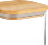 Relaxdays Vorratsdosen mit Bambusdeckel, 3er-Set, eckige Glasdosen, 900 ml, auslaufsicher, klar/naturbelassen, Frischhalteboxen, Naty Shop
