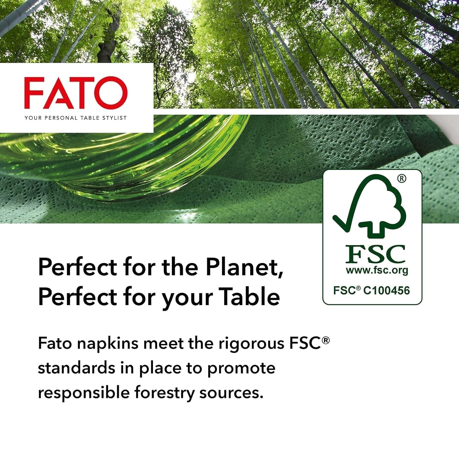 Fato, Einweg-Papierservietten, ideal für zwanglose Mittagessen und Buffets, Packung mit 50 Servietten, Größe 33 x 33, in 4 gefaltet, 2 Schichten, Turteltaube, 100 % reines Zellulosepapier, FSC-zertifiziert