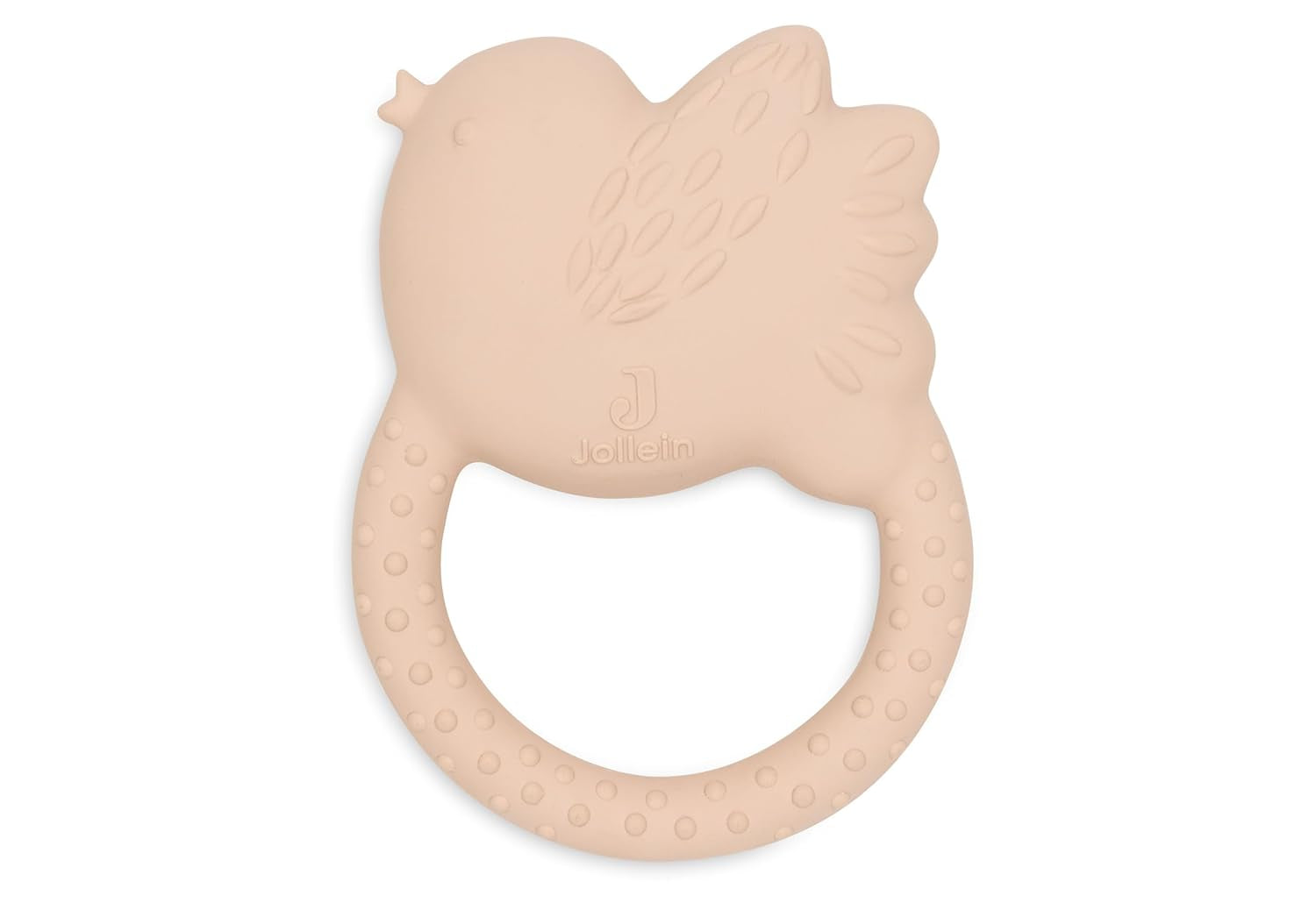 Jollein Baby-Beißring aus Naturkautschuk – schöne Vögel – Baby-Beißring – Zahnungshilfe – harmlos und BPA-frei – Babyspielzeug